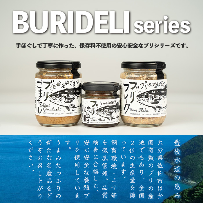 BURIDELIシリーズ ブリフレーク ブリ味噌 ブリごまだし(計3本) 鰤 ブリ 養殖ブリ ふりかけ 味噌 お茶漬け 加工食品 郷土料理 大分県 佐伯市【EW067】【(株)Up】