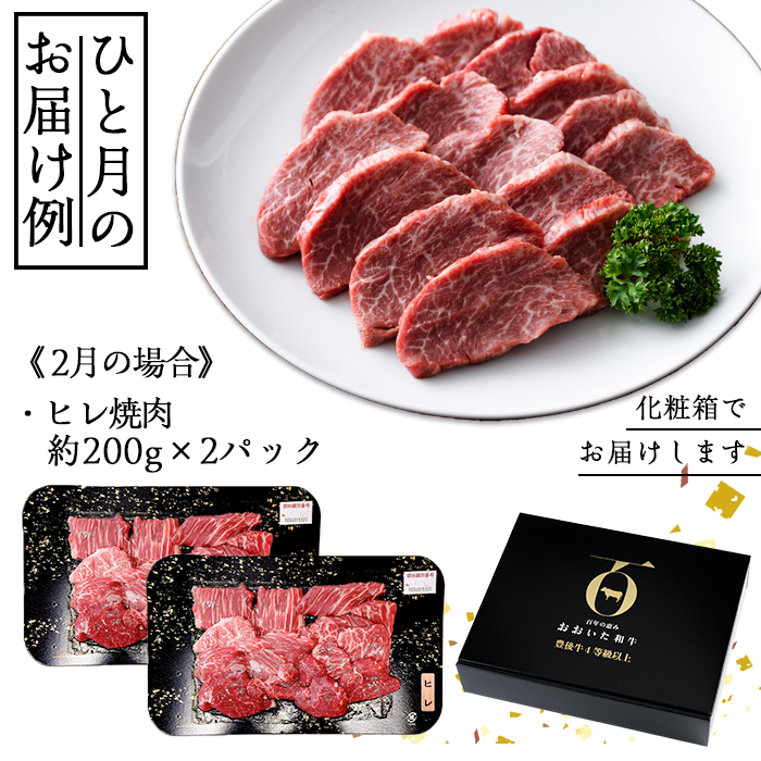 ＜定期便・全4回＞おおいた和牛 希少 赤身 焼肉 お楽しみ 定期便 (3ヶ月ごとにお届け) 国産 牛肉 肉 霜降り A4 ヒレ ランプ 大トロカルビ ミスジ 和牛 ブランド牛 冷凍 大分県 佐伯市【DH247】【(株)ネクサ】