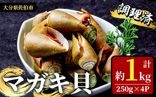 マガキ貝(チャンバラ貝・ハシリ貝) 調理済 冷凍 (計約1kg・250g×4P) 魚介 貝 塩茹で 簡単調理 レンジアップ おつまみ 海の直売所 大分県 佐伯市【AS144】【海べ (株)】