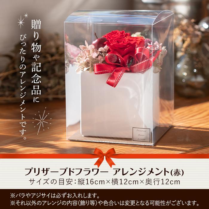 プリザーブドフラワー アレンジメント 赤 (縦16cm×横12cm×奥行12cm) 花 フラワー 贈り物 プリザーブドフラワー インテリア 大分県 佐伯市 【DZ01】【(株)花音】