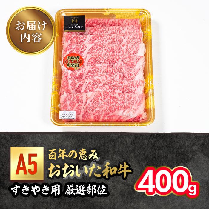 百年の恵み おおいた和牛 A5 すき焼用 厳選部位 (400g) 国産 牛肉 肉 霜降り ロース 肩ロース もも 肩 和牛 ブランド牛 すき焼き 冷凍 大分県 佐伯市 【FS02】【 (株)トキハインダストリー】