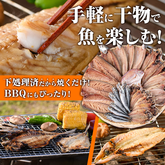 ＜訳あり＞干物お楽しみBOX (25尾以上：隔月3回) 定期便 簡単 干物 たい タイ あじ アジ かます カマス さば サバ いわし イワシ 丸干し 開き みりん干し 魚 海鮮 冷凍 詰め合わせ セット【AQ96】【(株)やまろ渡邉】