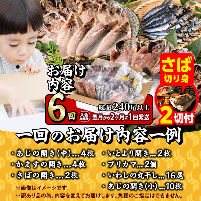 【期間限定・さば切り身2切付】＜定期便・全6回 (隔月)＞訳あり 干物大満足BOX (40尾以上) 定期便 簡単 調理 干物 あじ かます さば いわし みりん干し 丸干し 開き 魚 海鮮 冷凍 詰め合わせ セット 大分県 佐伯市【AQ90-G】【やまろ渡邉】