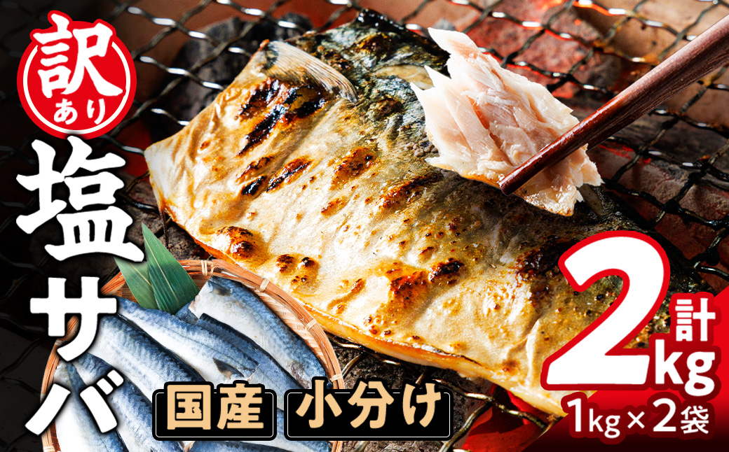 ＜訳あり・不揃い＞ 塩さば フィーレ (計2kg・1kg×2袋) ＜2026年4月上旬以降順次発送予定＞サバ 鯖 切り身 フィレ 有塩 国産 パラパラ冷凍 小分け 便利 簡単【HX003】【山田水産】