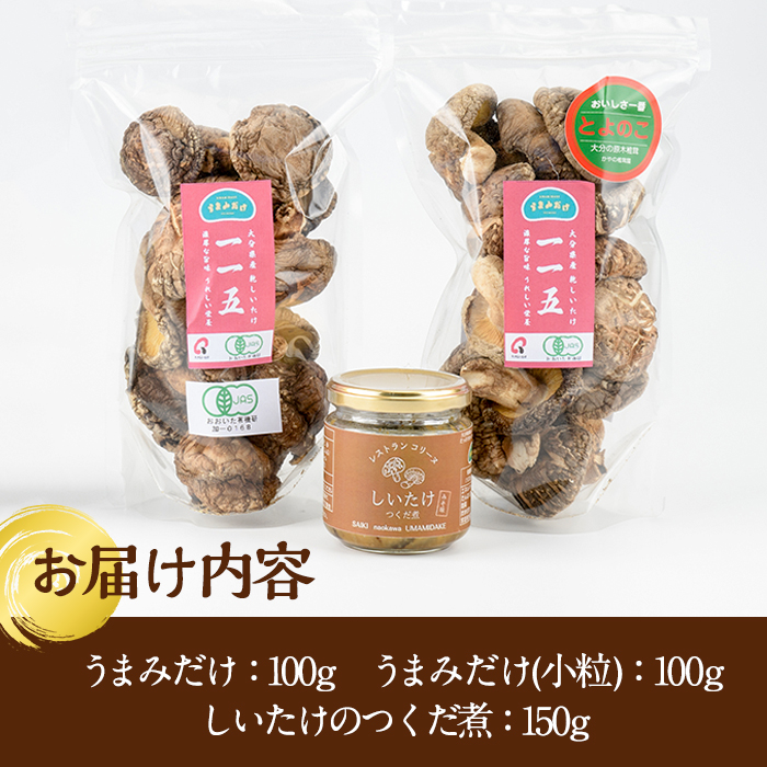 うまみだけとしいたけのつくだ煮(合計350g) 大分県産 九州産 椎茸 しいたけ 佃煮 つくだに 乾しいたけ おかず ごはんのおとも 大分県 佐伯市【HD202】【さいき本舗 城下堂】