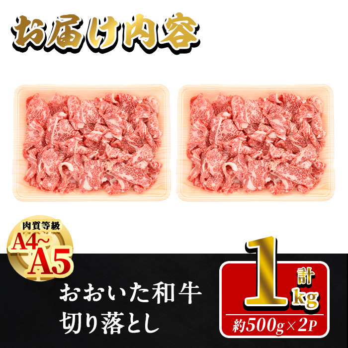 おおいた和牛 切り落とし (計1kg ・500g×2P)  国産 牛肉 肉 霜降り A4 A5 黒毛和牛 すき焼き しゃぶしゃぶ 焼肉 和牛 豊後牛 ブランド牛 冷凍【HE01】【(株)吉野】