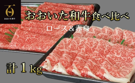 おおいた和牛 黒毛和牛うす切り2種食べ比べ（約1kg）