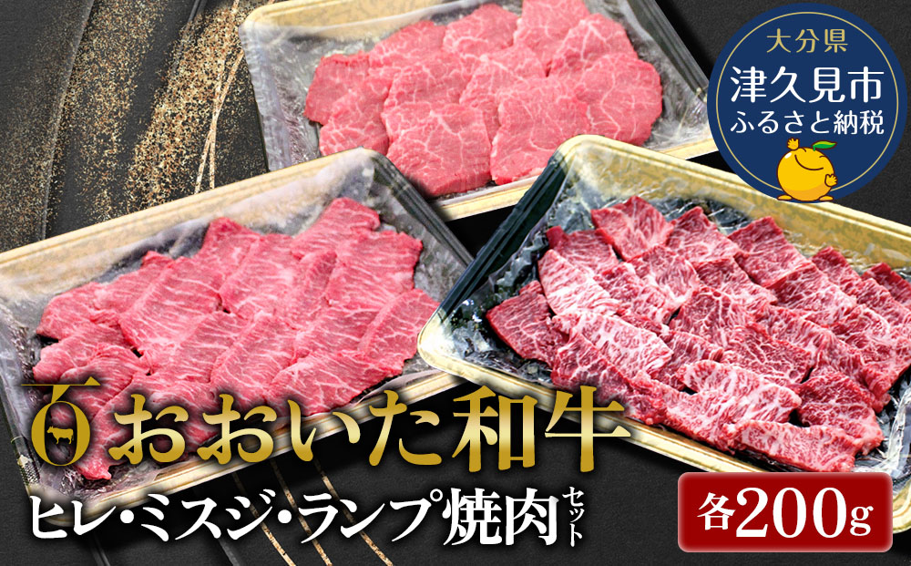 【先行予約】おおいた和牛 ヒレ・ミスジ・ランプ焼肉セット 牛肉 和牛 ブランド牛 黒毛和牛 赤身肉 焼き肉 焼肉 バーベキュー 大分県産 九州産 津久見市 熨斗対応　2025年2月上旬より発送【tsu0018020】