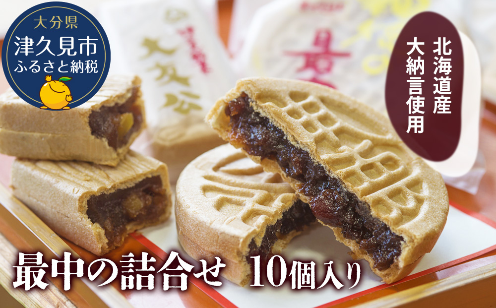 最中の詰合せ 10個入り 和菓子 茶菓子 もなか お中元 お歳暮 ギフト お供物 大分県産 九州産 津久見市 熨斗対応【tsu000502】