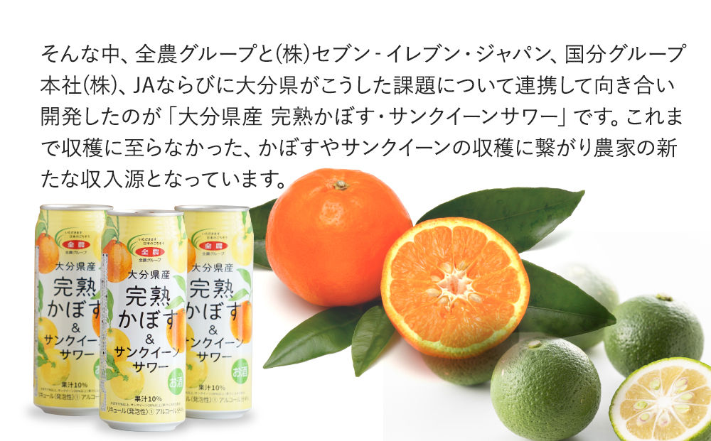 大分県産 完熟かぼす・サンクイーン サワー500ml×24本 サワー かぼすサワー みかんサワー オレンジ サワー チューハイ 大分県産 九州産 津久見市 国産【tsu0001036】