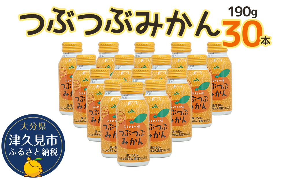 つぶつぶみかん 190g×30本 フルーツジュース ミカンジュース オレンジジュース 大分県産 九州産 津久見市 国産【tsu000105】