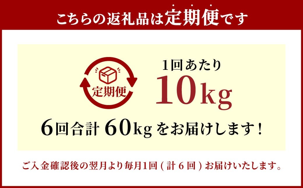 【6ヶ月定期便】 大分県産 コシヒカリ 10kg×6回 計60kg