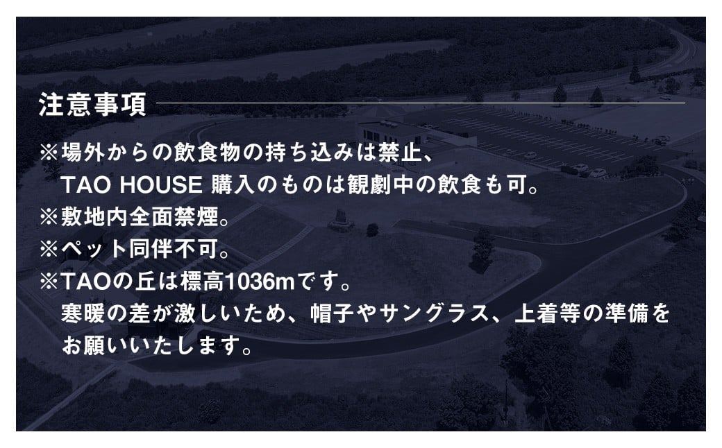 【野外劇場TAOの丘】ふるさと納税限定 ペアチケット！！ 【2026年公演チケットお申込日より順次発送】