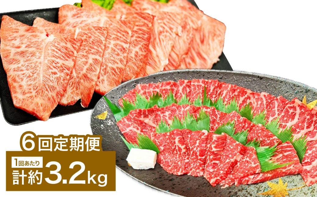 【6カ月定期便】 【赤身 VS ミスジ 食べ比べ！】 おおいた和牛 赤身焼肉 ・ ミスジ焼肉 約3.2kg×6回 計約19.2kg