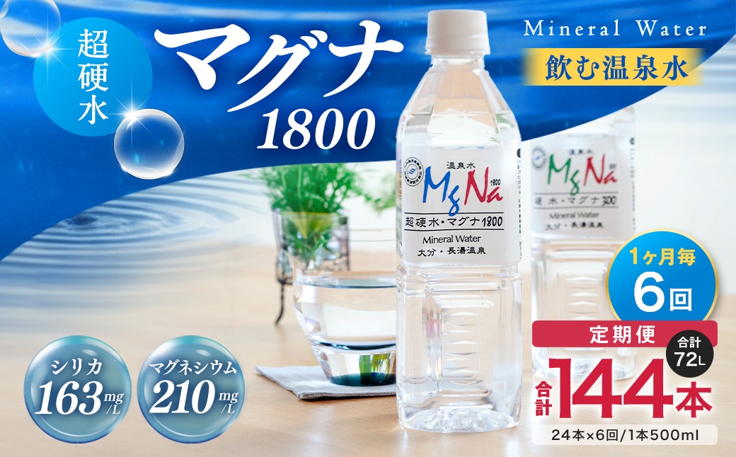 【定期便・6ヶ月連続】「マグナ1800」500ml×24本 計72L