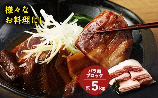 大分県産ブランド豚 奥豊後豚（米の恵み） バラ肉ブロック 5kg (2.5kg×2) 豚バラ 豚肉