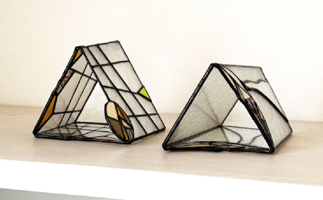 ステンドグラスベース 『荒城の月』 高さ18cm×奥行11cm