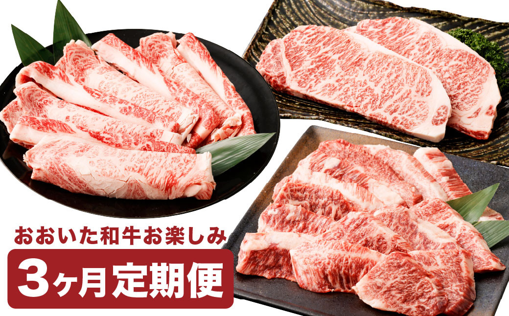 【3カ月定期便】毎月お届け！おおいた和牛お楽しみ3カ月間定期便 計約1.04kg