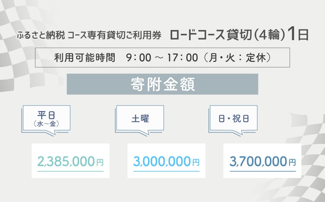 【SPA直入 貸切】 4輪 平日 1日 コース専有貸切 申込証 【一般利用可能】