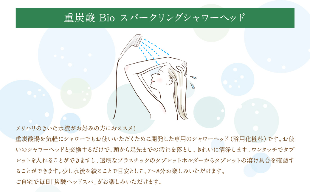 【数量限定】 ホットタブ 重炭酸Bio スパークリングシャワー 1本 ＋ 長湯ホットタブ shower（シャワー） 90錠×2袋 計180錠