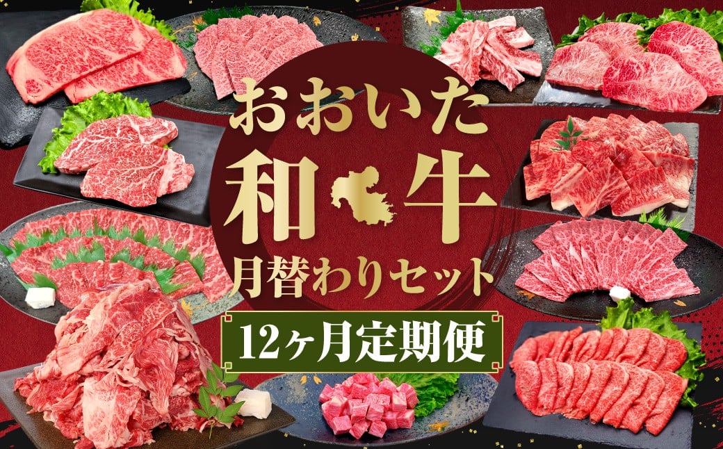【12ヶ月定期便】毎月替わるおおいた和牛セット！12ヶ月おおいた和牛月替わり 計約4.8kg
