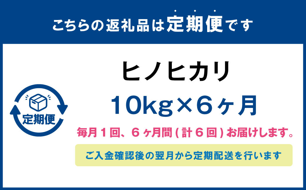 【6ヶ月定期便】 大分県産 ヒノヒカリ 10kg 計60kg