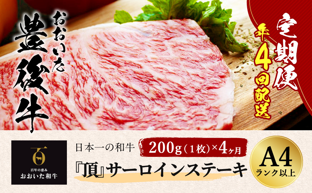 おおいた豊後牛 サーロインステーキ 200g×4ヶ月 800g