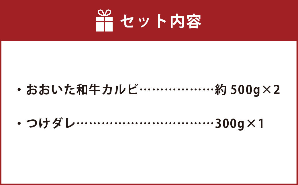 おおいた和牛 カルビ 焼肉 セット （約 500g ×2（合計約 1kg ））つけダレ付き 