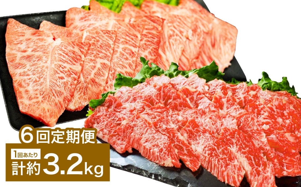 【6カ月定期便】 【上カルビ VS ミスジ 食べ比べ！】 おおいた和牛 上カルビ焼肉 ・ ミスジ焼肉 約3.2kg×6回 計約19.2kg