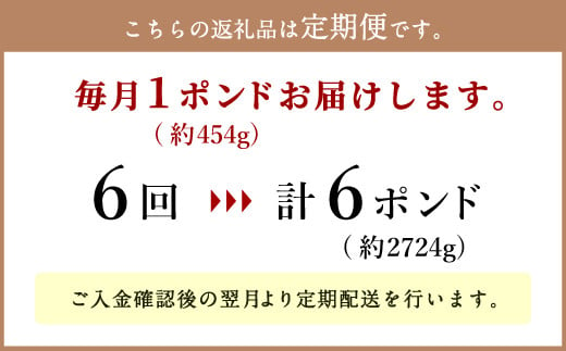 【定期便6回】日本一の和牛 おおいた豊後牛 1ポンド エアーズロック 極厚ステーキ 約454g×6回  計6ポンド （約2724g）