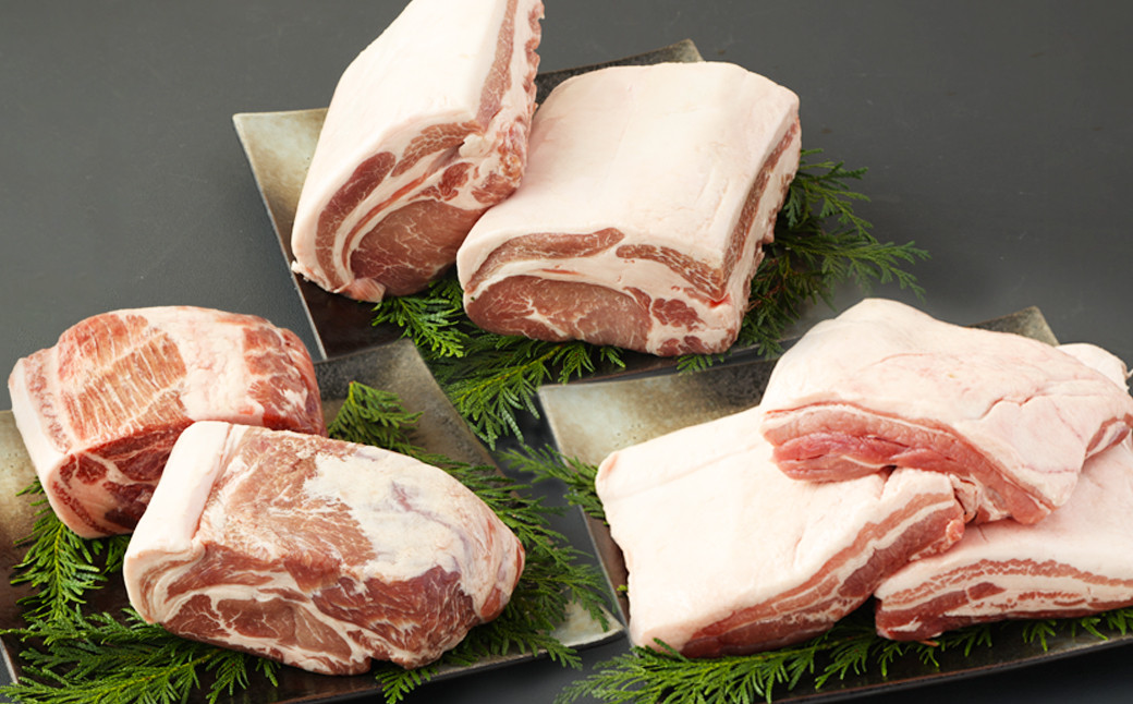 【6回定期便】大分県産ブランド豚「米の恵み」3種ブロック 食べ比べ 計14kg ロース 肩ロース バラ肉 豚肉