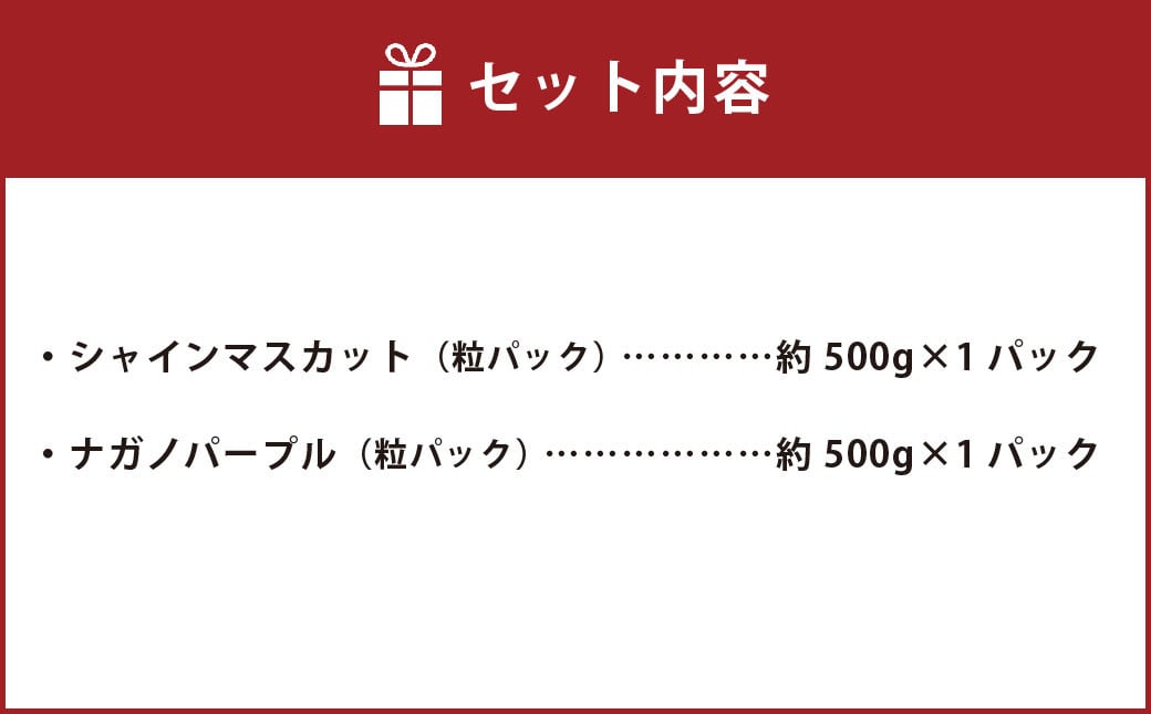 【2025年度分先行予約】【数量限定】粒パック 訳あり シャインマスカット（約500g）&ナガノパープル（約500g） 計約1kg （各1パック）【2025年9月下旬-11月上旬発送開始予定】