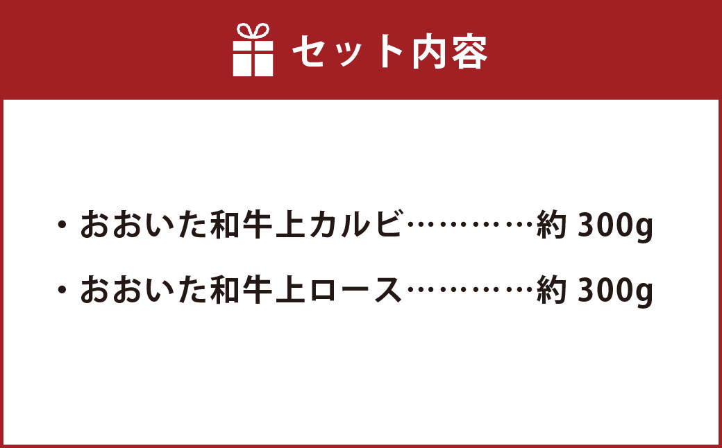 おおいた和牛 焼肉 にピッタリ！ 牛肉 の 食べ比べ セットA（ 上カルビ & 上ロース）（合計約 600g ）3〜4人前