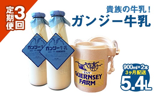 【定期便】ガンジー牛乳 100% 900ml 2本セット 3ヶ月 冷蔵