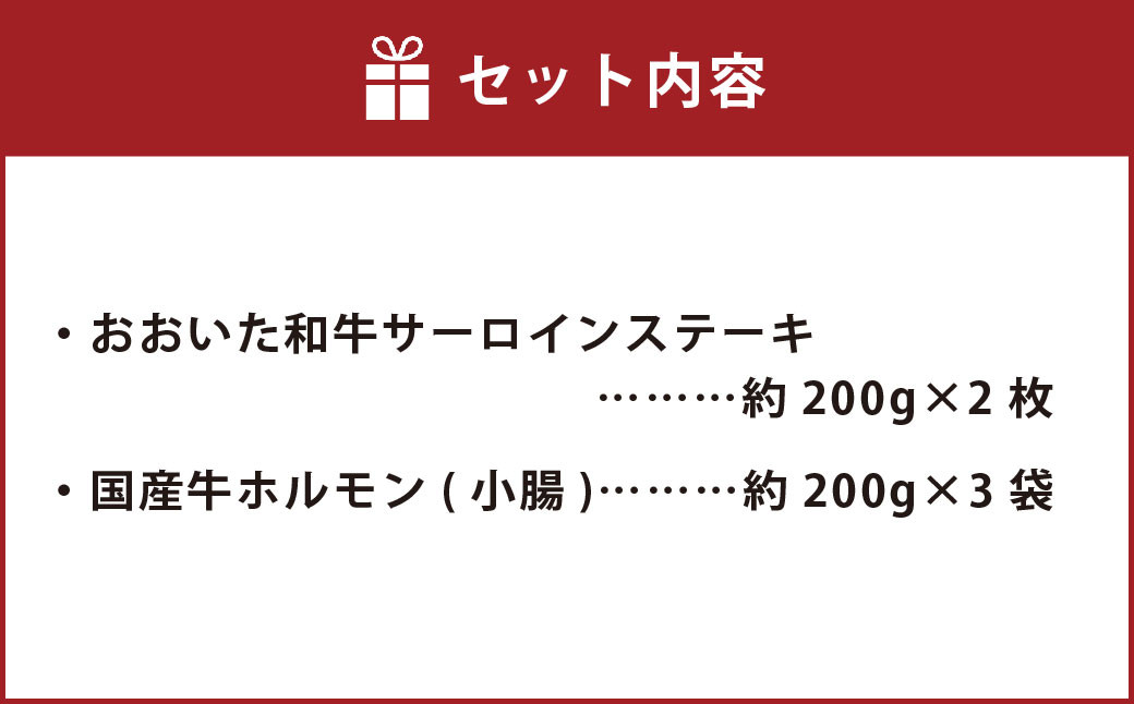 おおいた和牛 サーロインステーキ &ぷりぷり ホルモン （合計約 1kg ） 