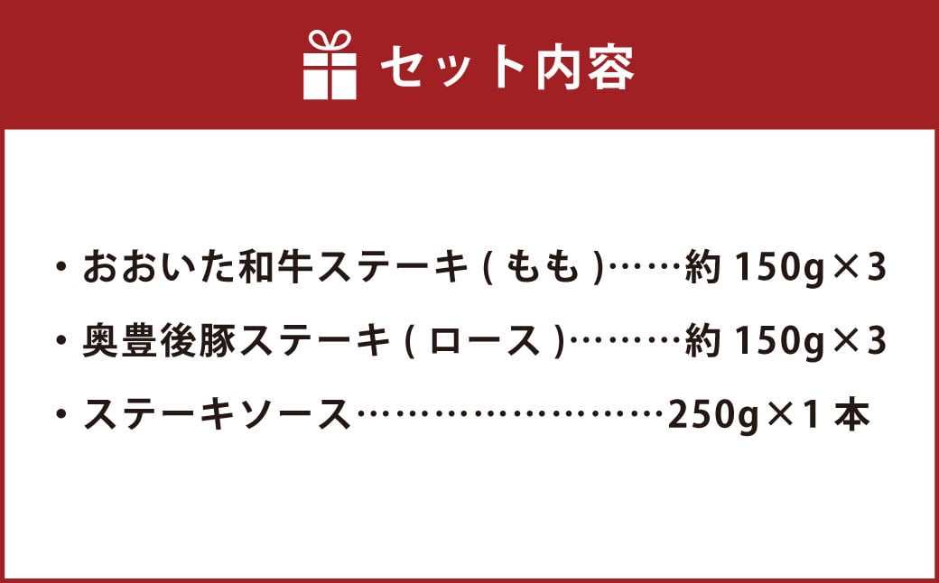 おおいた和牛 ステーキ & 奥豊後豚 ステーキ セット 【合計 900g 】ステーキソース付き 