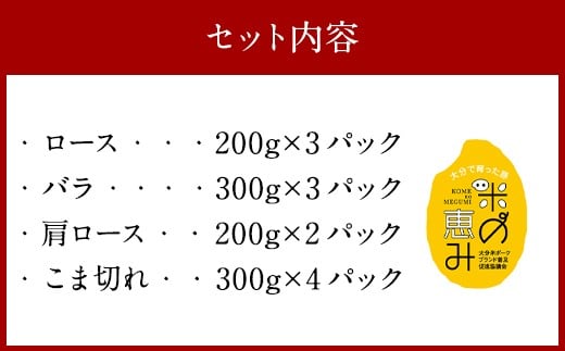 大分県産 ブランド豚 「米の恵み」お楽しみセット 計3.1kg 豚肉 小分け