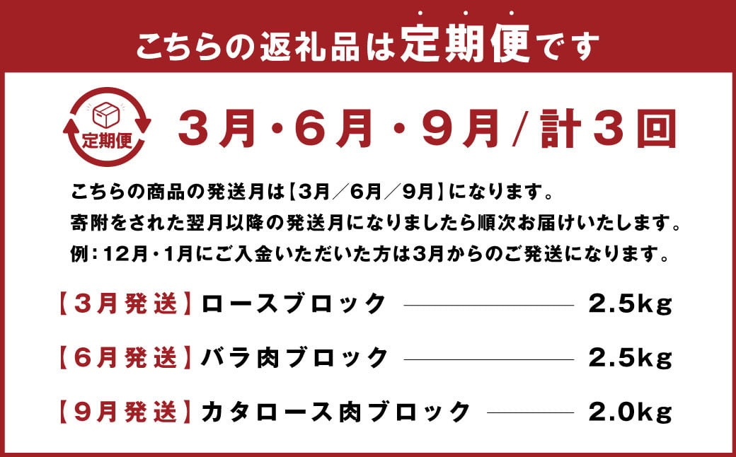 【3回定期便】大分県産ブランド豚 奥豊後豚（米の恵み） 3種ブロック 食べ比べ 計7kg ロース 肩ロース バラ肉 豚肉