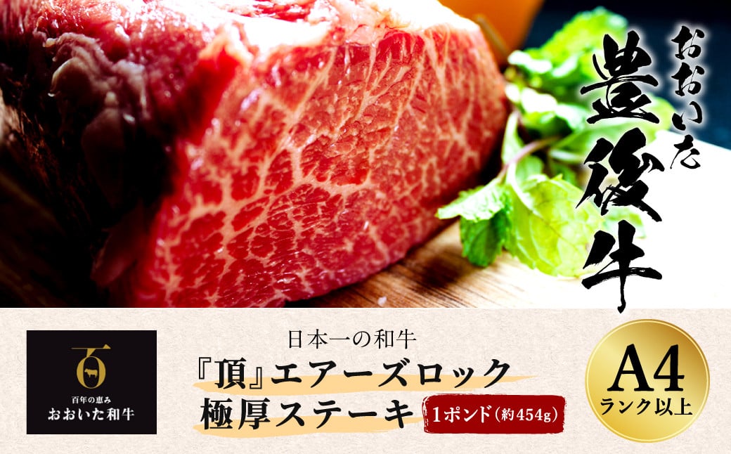 日本一の和牛 おおいた豊後牛 ＜1ポンド『頂』エアーズロック極厚ステーキ＞ 和牛 牛肉