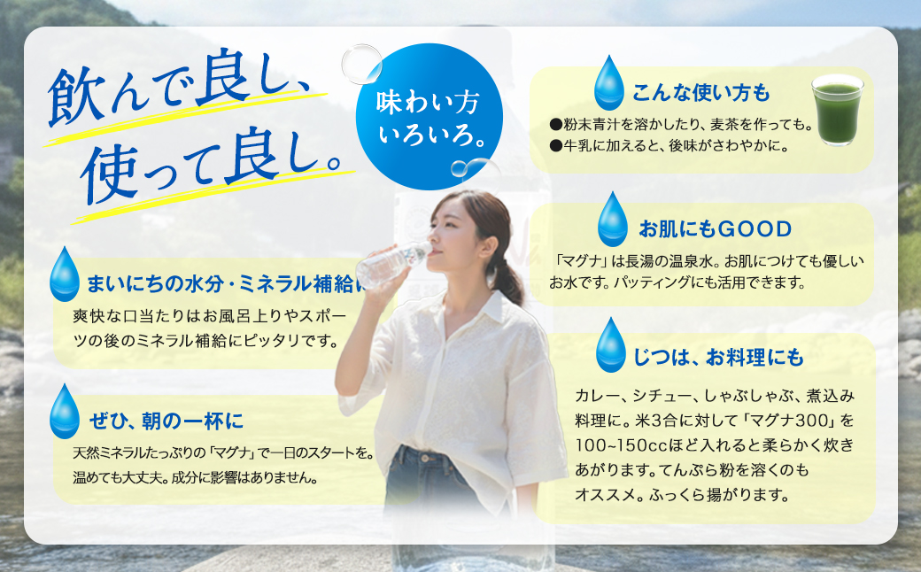 硬水 ミネラルウォーター マグナ300-500ml (24本セット) 水 飲料 長湯温泉水 竹田湧水