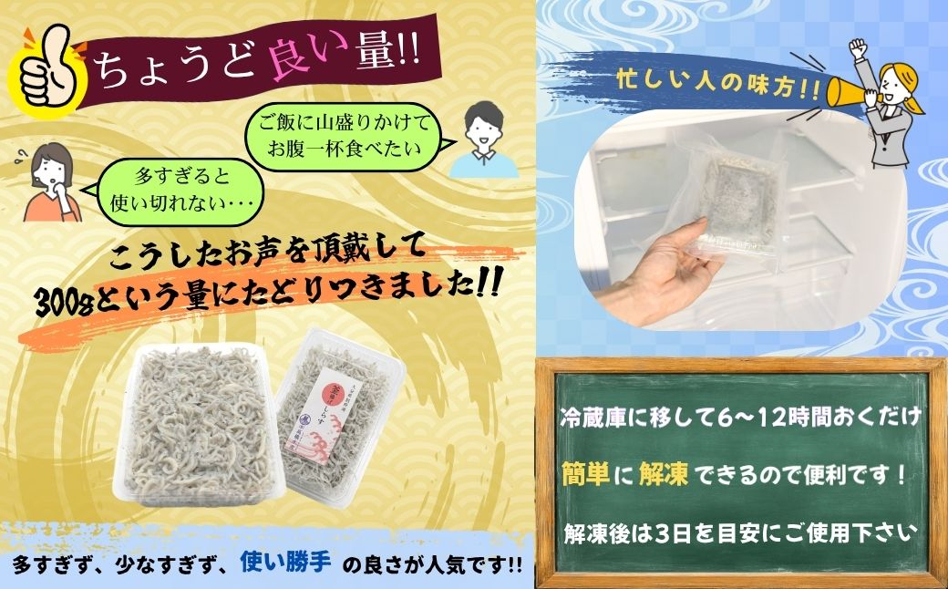 豊後別府湾釜揚げしらす 計 600g（300g×2p） 国産 添加物不使用 ＜108-212＞