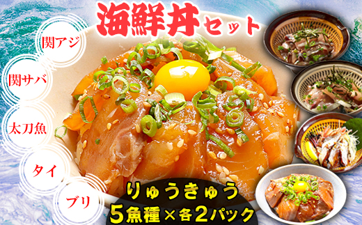 【年内発送】りゅうきゅう5種(関あじ・関さば・太刀魚・真鯛・ぶり)[各2食セット] 海鮮丼 漬け丼 大分郷土料理 豊後絆屋 ふるさと納税 魚 冷凍 加工品 惣菜 おすすめ おいしい 刺身 詰め合わせ おせち セット 産地直送 国産 大分県 海鮮 漬け 真空パック 小分け 惣菜 人気 関アジ 関あじ 関サバ 関さば  太刀魚 タチウオ たちうお 鯛 タイ たい 鰤 ブリ ぶり ＜101-004_5＞
