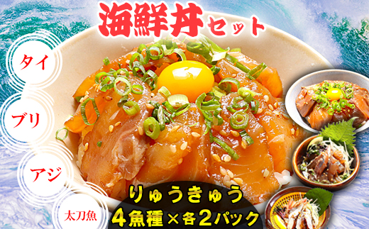 【年内発送】りゅうきゅう4種(真鯛・ぶり・真あじ・太刀魚)[各2食セット] 海鮮丼 漬け丼 大分郷土料理 豊後絆屋 ふるさと納税 魚 冷凍 加工品 惣菜 おすすめ おいしい 刺身 詰め合わせ おせち セット 産地直送 国産 大分県 海鮮 漬け 真空パック 小分け 惣菜 人気 JAL機内食 鯛 タイ たい 鰤 ブリ ぶり 鯵 アジ あじ 太刀魚 タチウオ たちうお ＜101-002_5＞