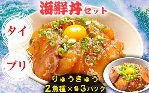 【年内発送】りゅうきゅう2種(真鯛・ぶり)[各3食セット] 海鮮丼 漬け丼 大分郷土料理 豊後絆屋 ふるさと納税 魚 冷凍 加工品 惣菜 おすすめ おいしい 刺身 詰め合わせ おせち セット 産地直送 国産 大分県 海鮮 漬け 真空パック 小分け 惣菜 JAL機内食 人気 鯛 タイ たい 鰤 ブリ ぶり ＜101-001_5＞