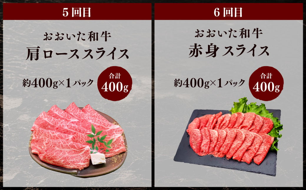 173-1290 【8ヶ月定期便】おおいた和牛・大分県産豚肉食べ比べセット 合計約3.6kg 1回あたり約400g～約600g 牛肉 豚肉 おおいた和牛 食べ比べ セット サーロイン ミスジ 上カルビ カルビ 赤身 ロース 肩ロース スライス 豚バラ バラ バラ肉 焼肉 BBQ バーベキュー お取り寄せ グルメ 大分県産