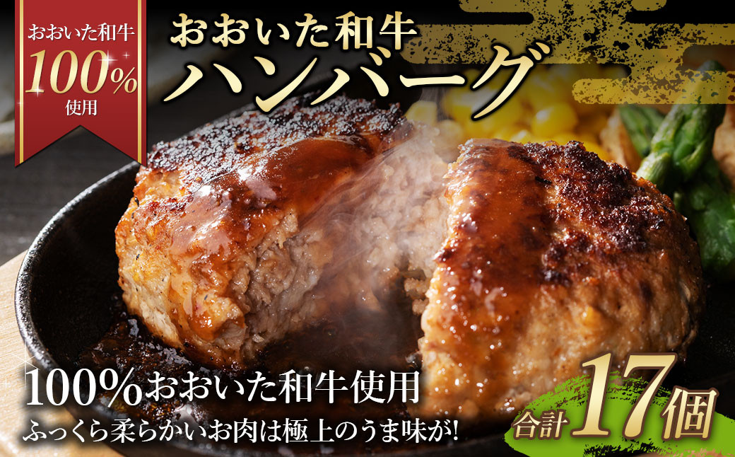 175-1192 【おおいた和牛 100%使用】 おおいた和牛 ハンバーグ 17個 計約1.2kg 牛肉 肉 おかず 惣菜 冷凍 簡単調理