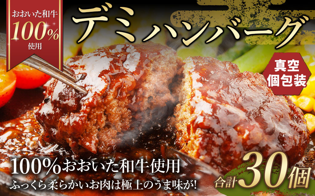 175-1204 【おおいた和牛 100%使用】デミ ハンバーグ 30個 計約4.5kg 牛肉 肉 和牛 おかず 惣菜 冷凍 簡単調理 デミグラス