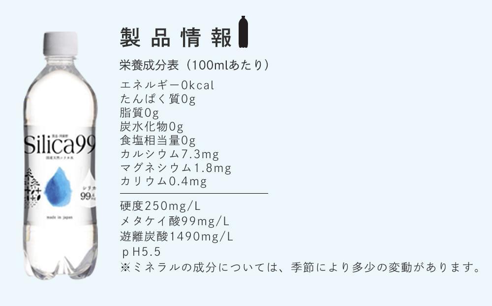 ＜１２ヶ月連続お届け 定期便＞天然炭酸水Silica99　1500ml×12本