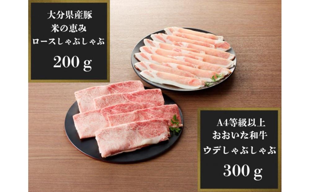 【百年の恵みおおいた和牛】A4等級以上300gと大分県産豚米の恵み200gのしゃぶしゃぶセット計500g