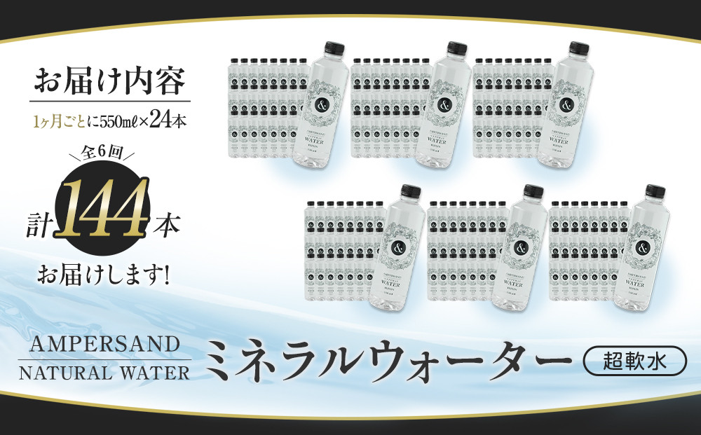 ＜６ヶ月連続お届け 定期便＞ AMPERSAND NATURAL WATER 550ml×24本（ミネラルウォーター） ｜ 水 超軟水